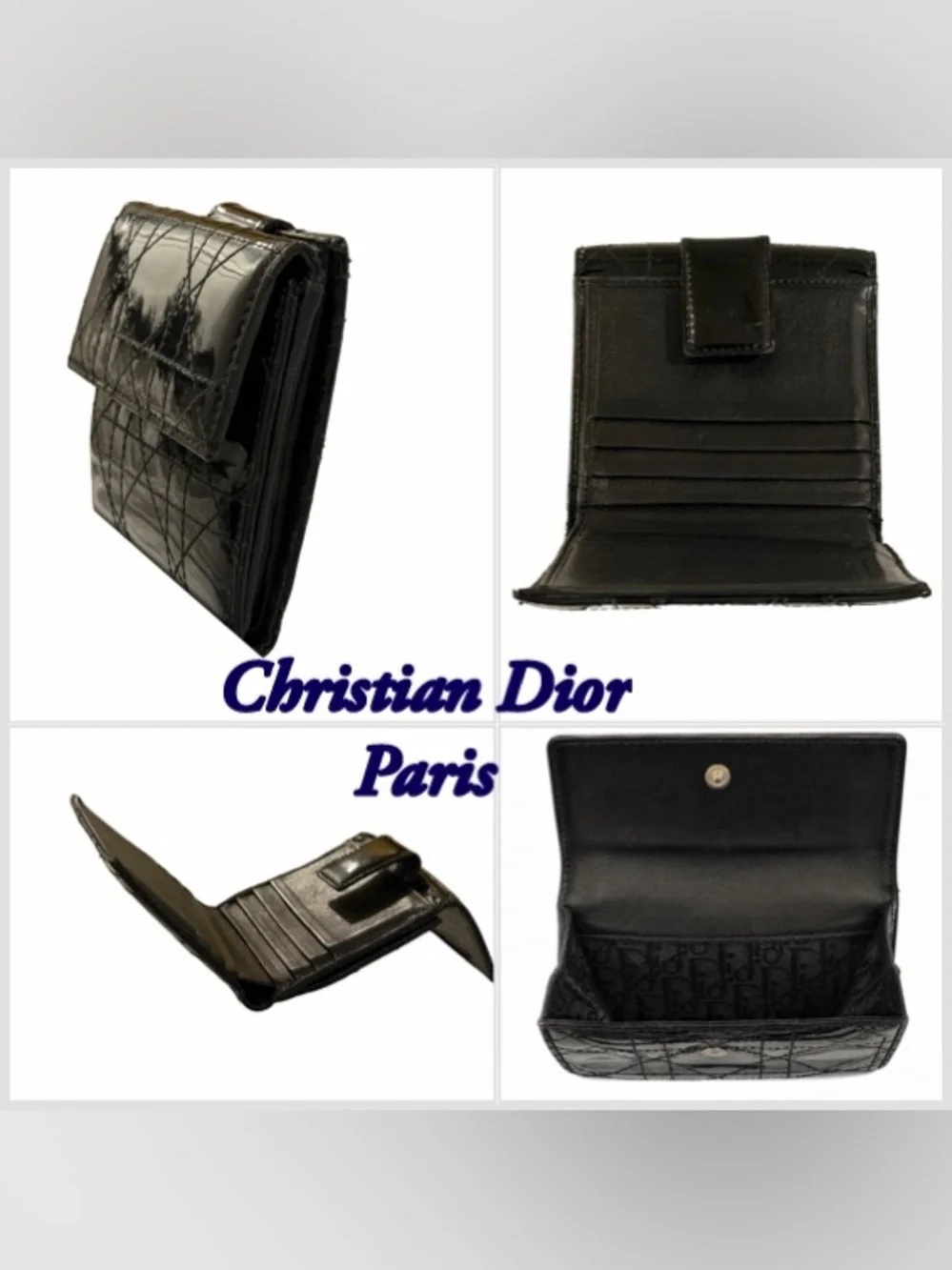 ✨ AUTHENTIC Christian Dior Black Patent Leather Cannage Wallet 🔥Excellent Pre-Ow